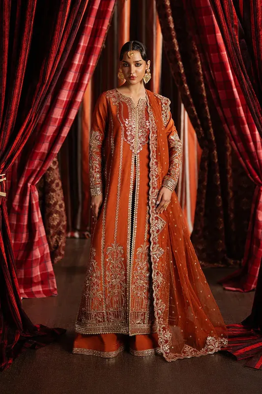 Afrozeh Divani Silk 25 Rust Raw Silk – view 1 – Poshaq