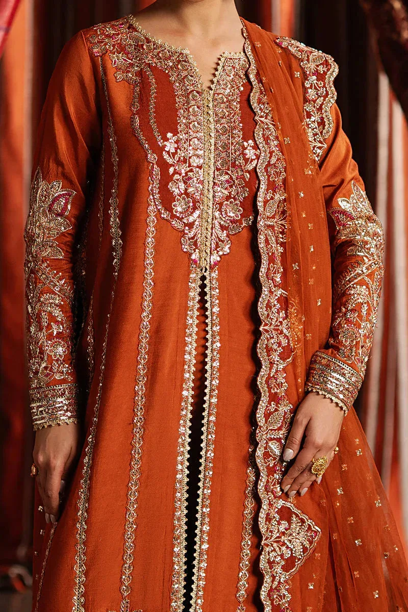 Afrozeh Divani Silk 25 Rust Raw Silk – view 3 – Poshaq