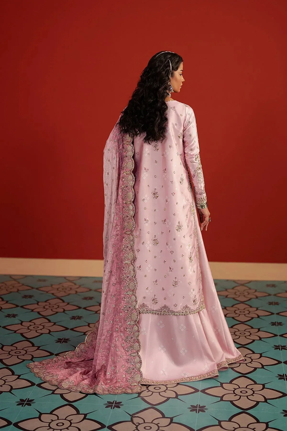 Afrozeh Divani Silk 25 Pink Raw Silk – view 2 – Poshaq