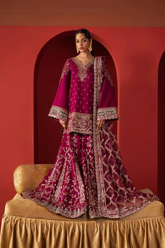 Afrozeh Divani Silk 25 Magenta Raw Silk – view 1 – Poshaq