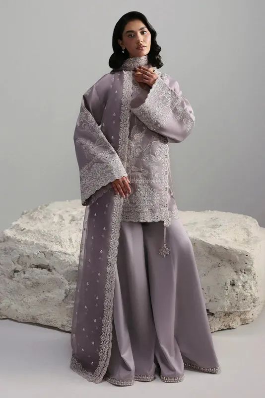 Afrozeh Slate Ready to Wear Lilac Organza – view 1 – Poshaq