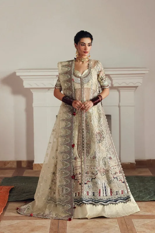 Afrozeh Shehnai Wedding Formals 25 Maroon Raw Silk – view 1 – Poshaq