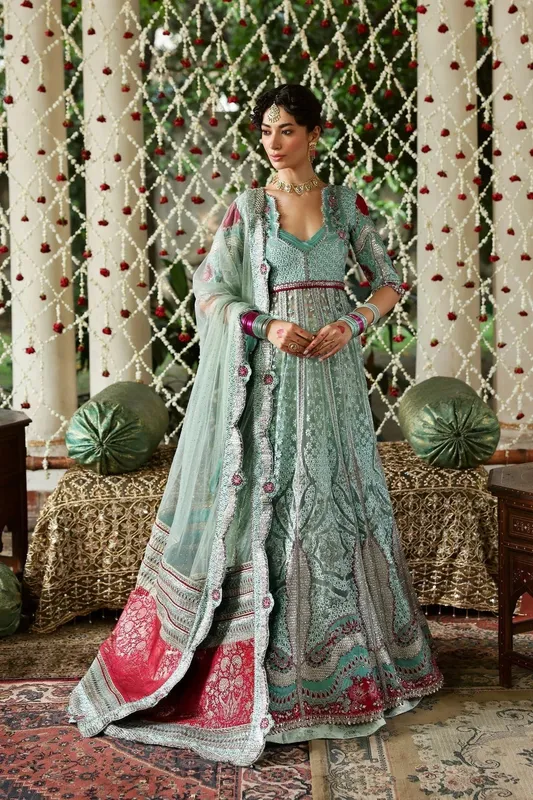 Afrozeh Shehnai Wedding Formals 25 Red Raw Silk – view 1 – Poshaq