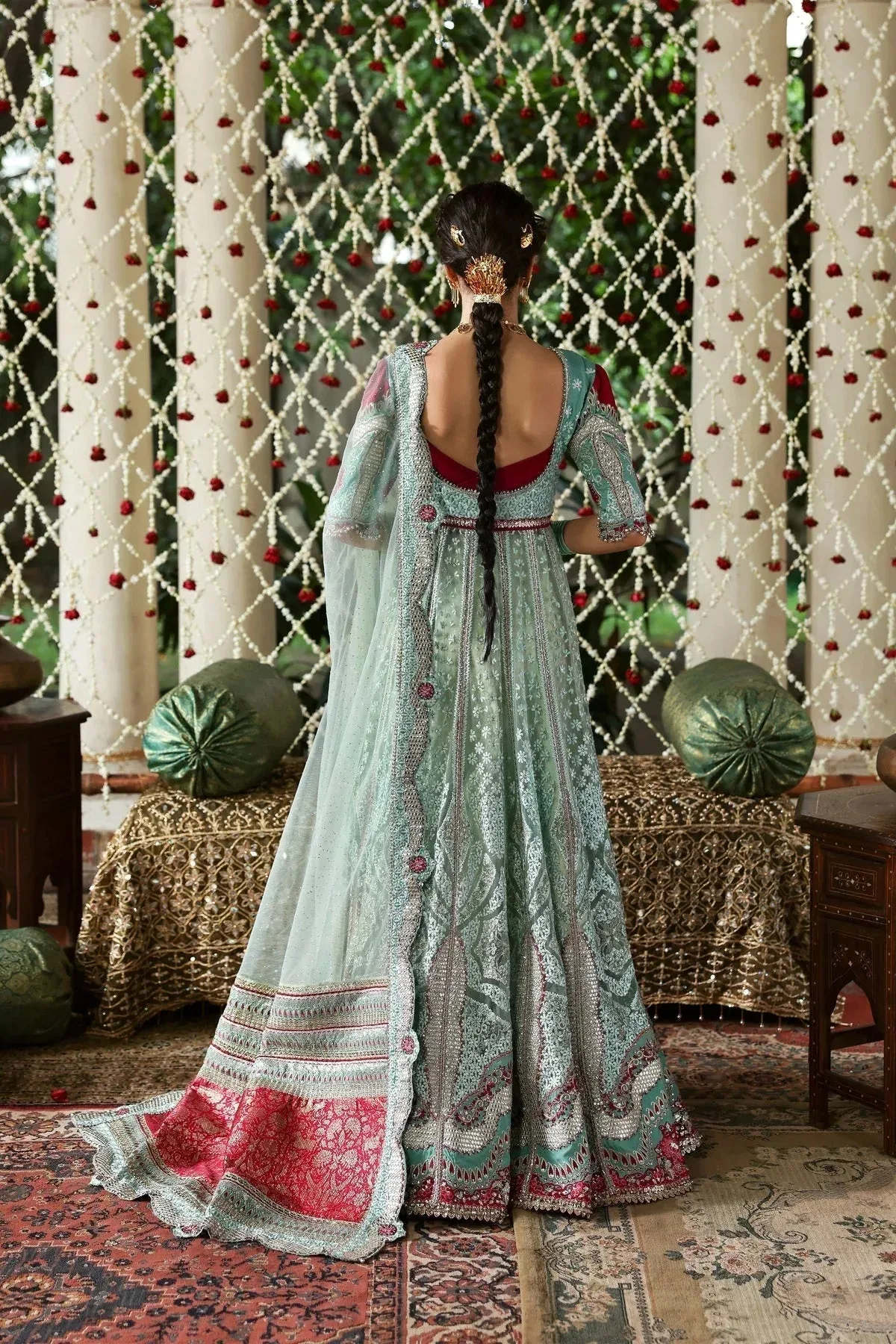 Afrozeh Shehnai Wedding Formals 25 Red Raw Silk – view 2 – Poshaq