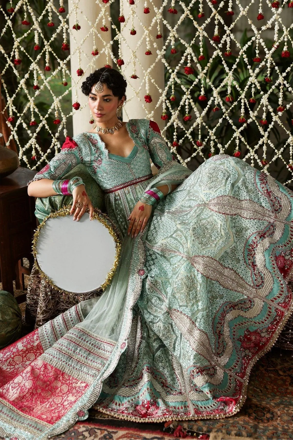 Afrozeh Shehnai Wedding Formals 25 Red Raw Silk – view 3 – Poshaq