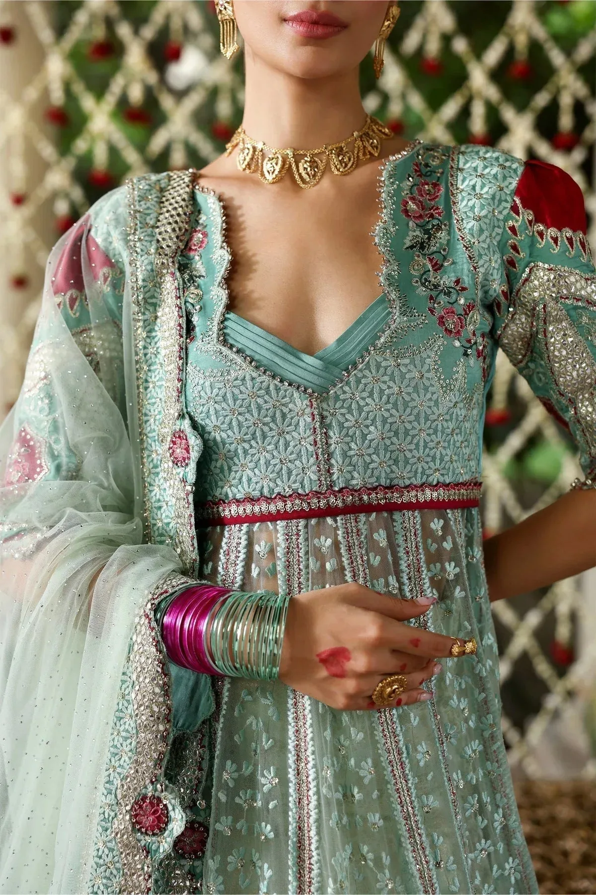 Afrozeh Shehnai Wedding Formals 25 Red Raw Silk – view 4 – Poshaq