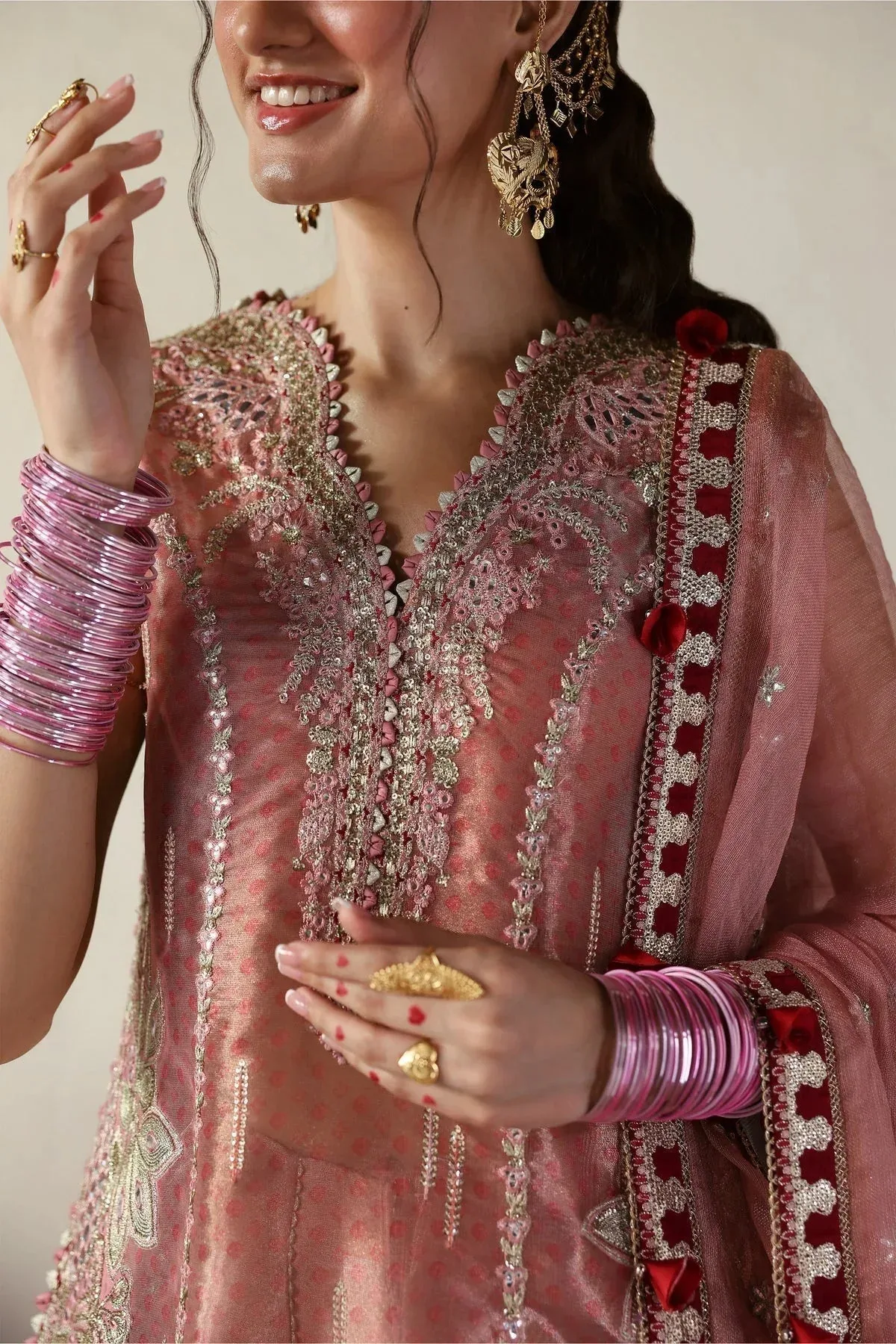 Afrozeh Shehnai Wedding Formals 25 Maroon Raw Silk – view 4 – Poshaq