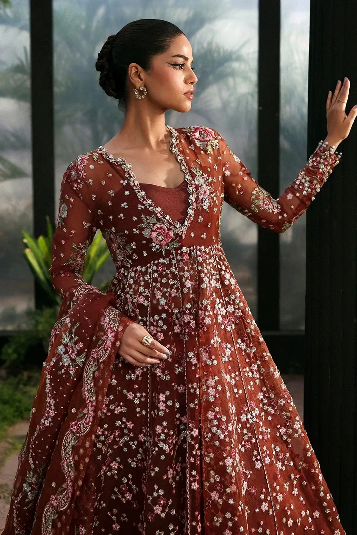 Afrozeh La Fuchsia 25 Rust Raw Silk – view 2 – Poshaq