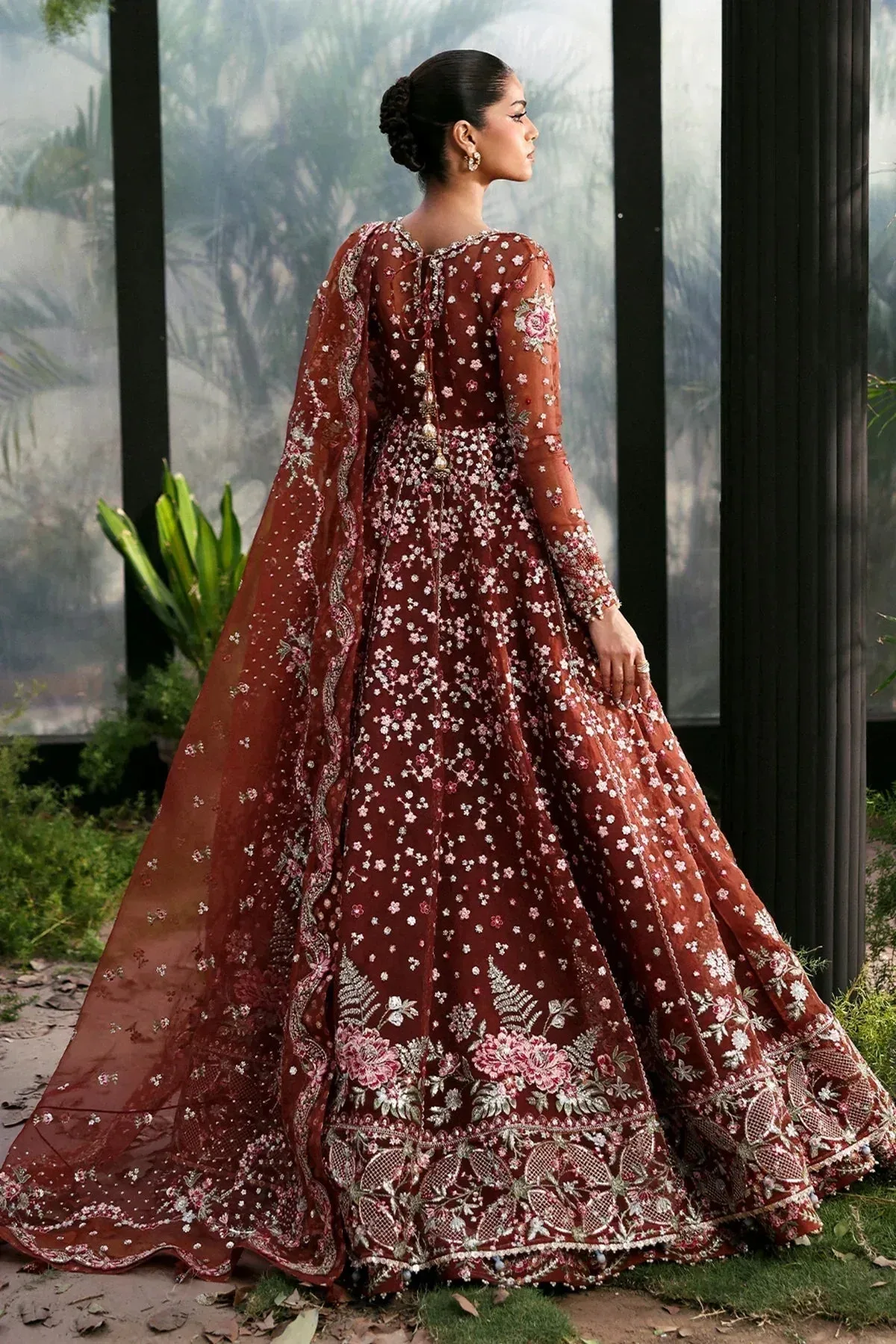 Afrozeh La Fuchsia 25 Rust Raw Silk – view 3 – Poshaq