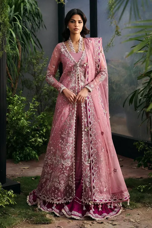 Afrozeh La Fuchsia 25 Pink Raw Silk – view 1 – Poshaq