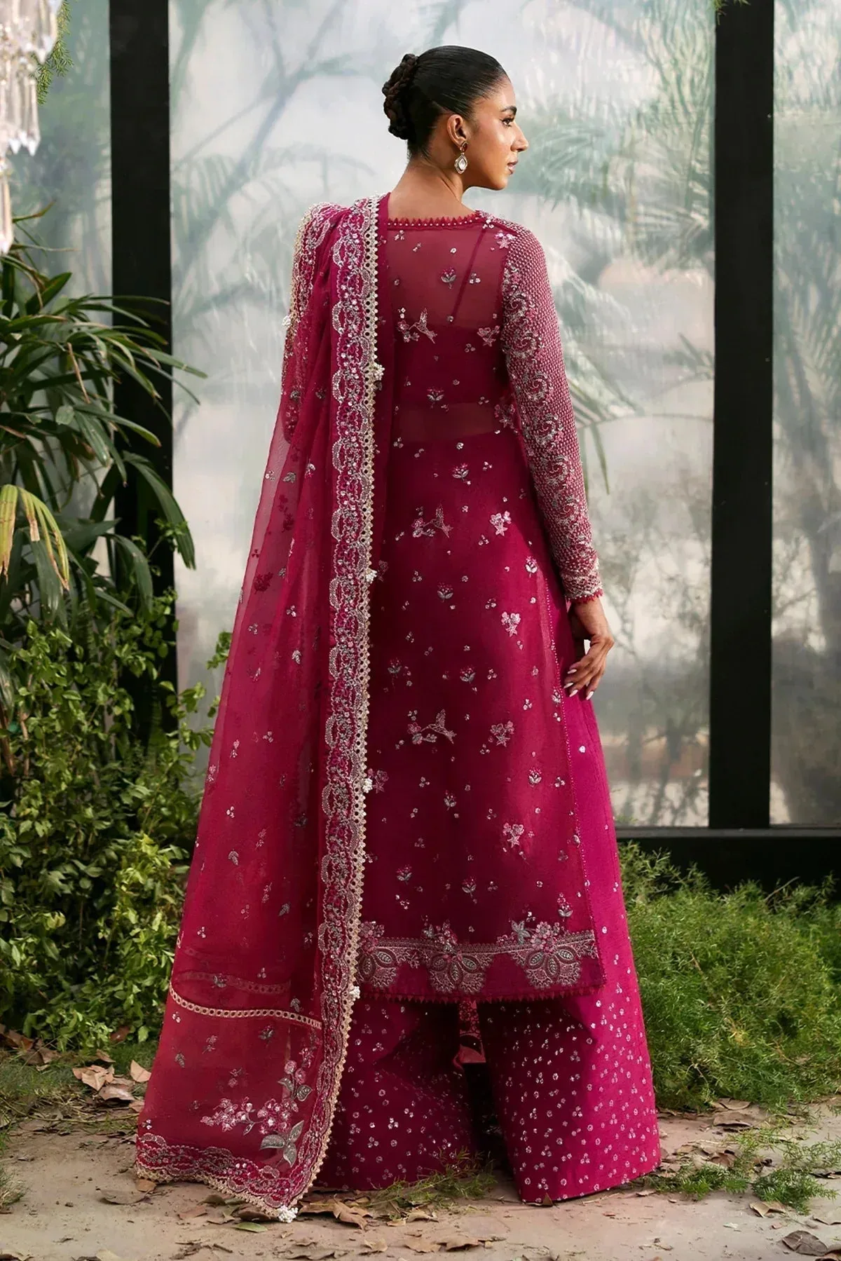 Afrozeh La Fuchsia 25 Pink Raw Silk – view 2 – Poshaq