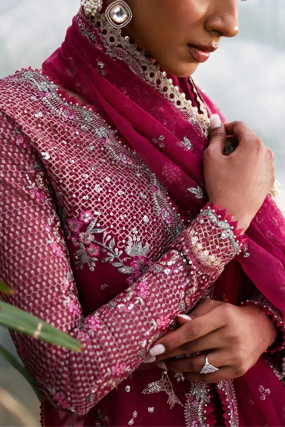 Afrozeh La Fuchsia 25 Pink Raw Silk – view 4 – Poshaq
