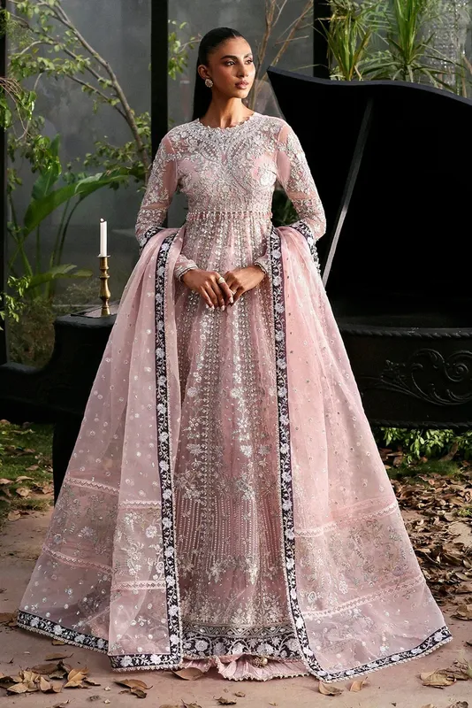 Afrozeh La Fuchsia 25 Pink Raw Silk – view 1 – Poshaq