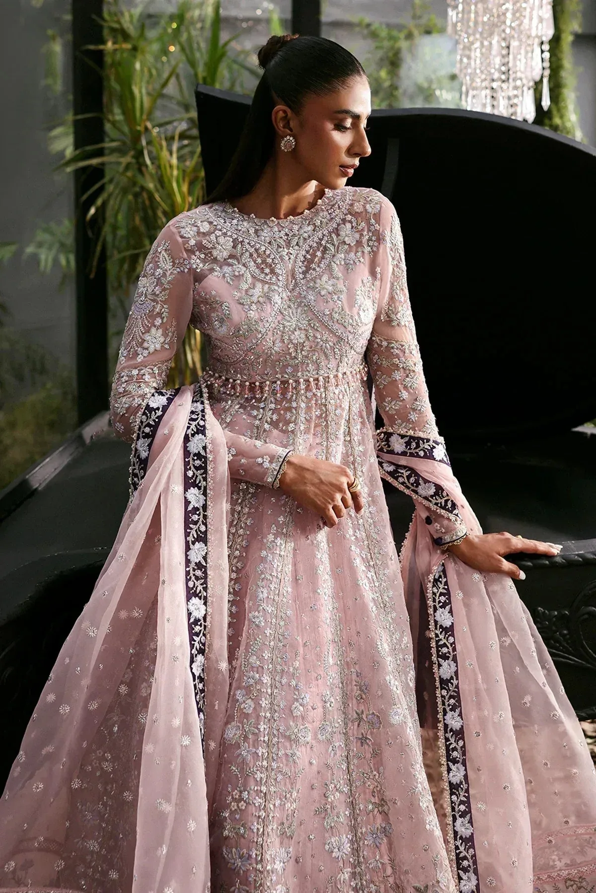 Afrozeh La Fuchsia 25 Pink Raw Silk – view 2 – Poshaq