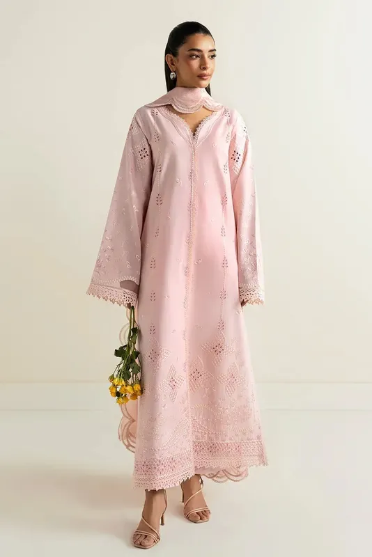 Afrozeh Basic Pret 25 Pink Cotton – view 1 – Poshaq