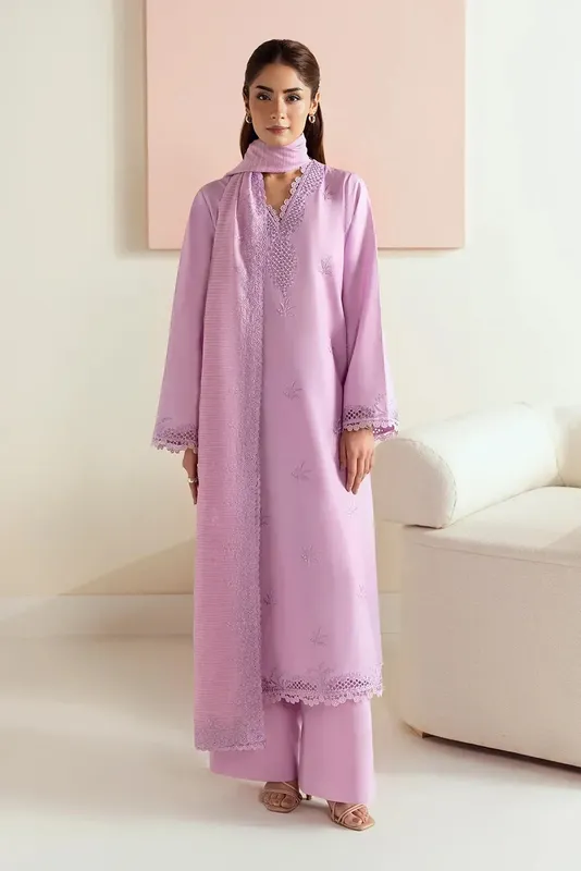 Afrozeh Basic Pret 25 Lavender Cotton – view 1 – Poshaq