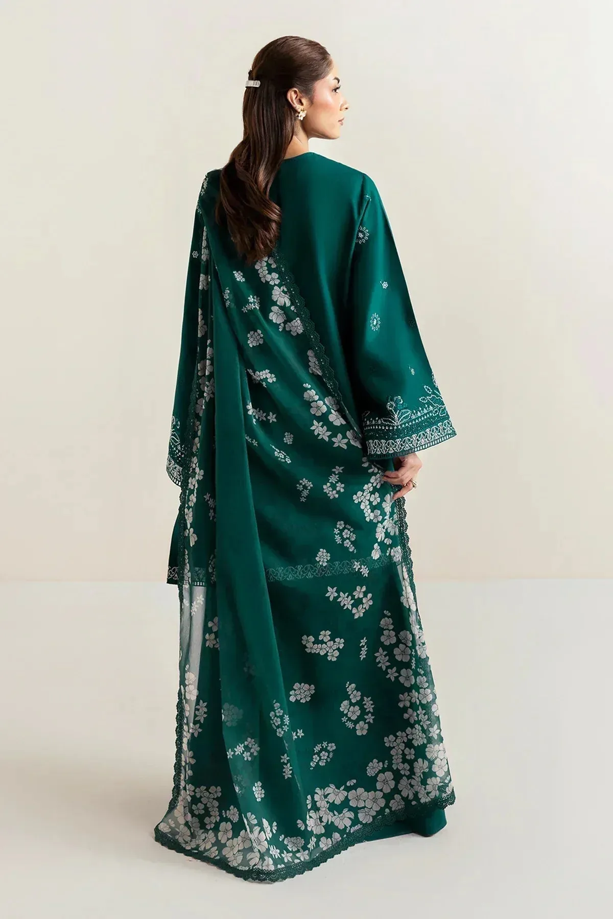 Afrozeh Basic Pret 25 Green Chiffon – view 4 – Poshaq