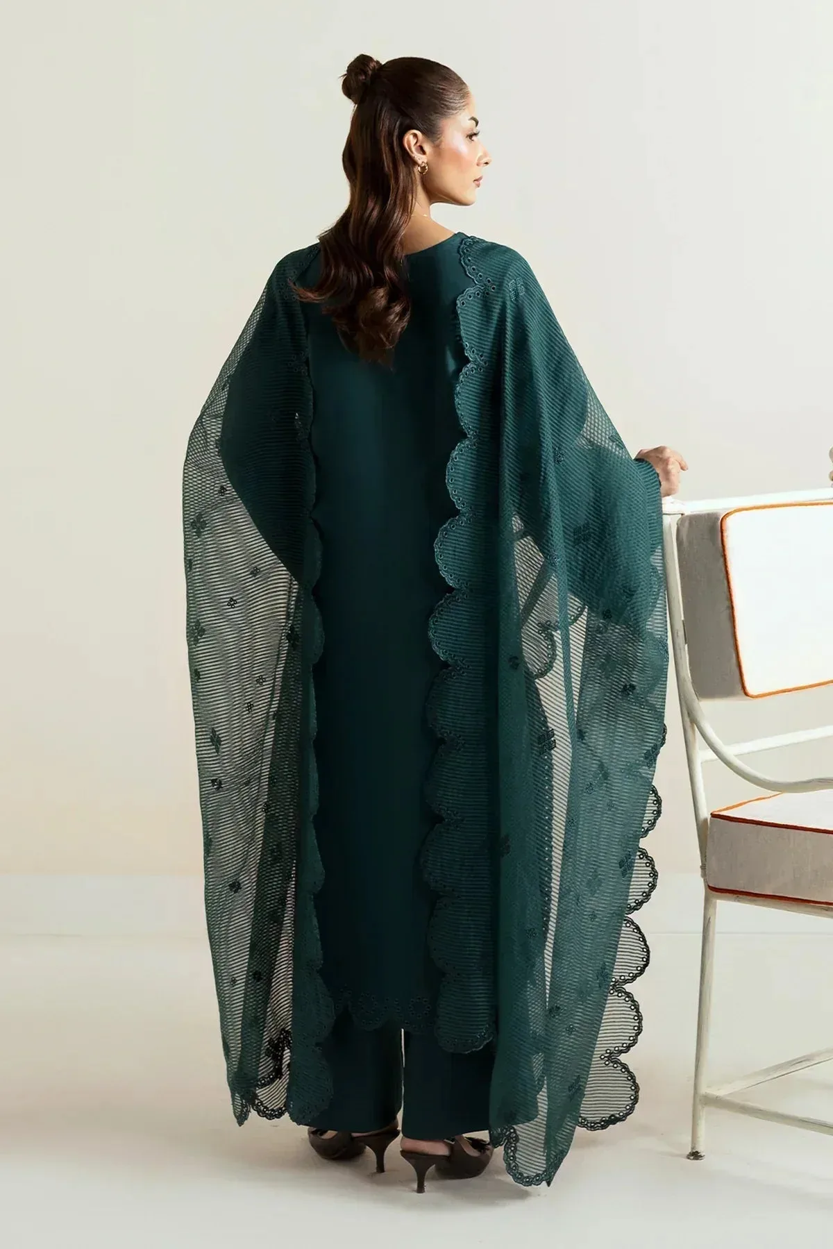 Afrozeh Basic Pret 25 Green Cotton – view 4 – Poshaq