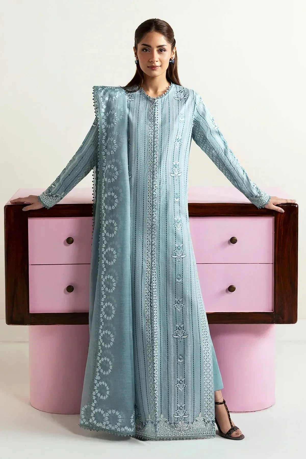 Afrozeh Basic Pret 25 Green Cotton – view 1 – Poshaq