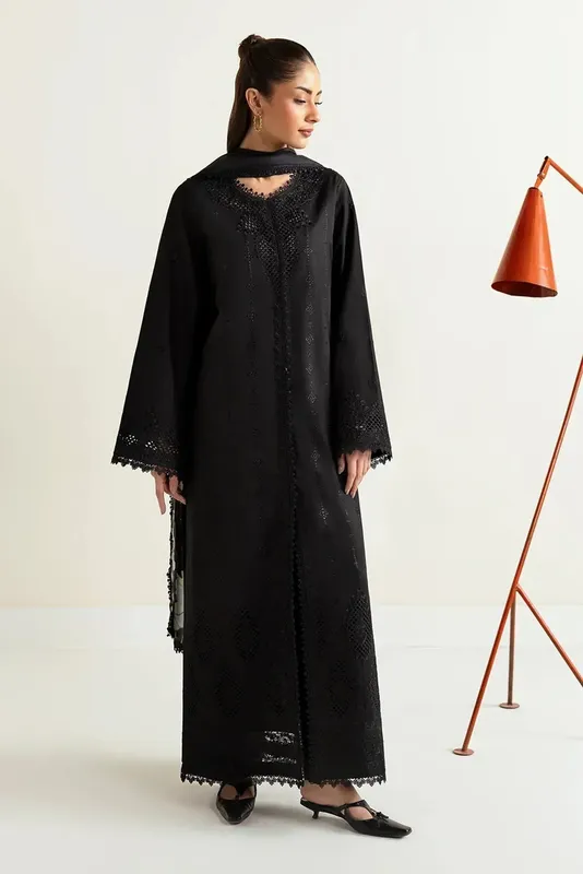 Afrozeh Basic Pret 25 Black Cotton – view 1 – Poshaq