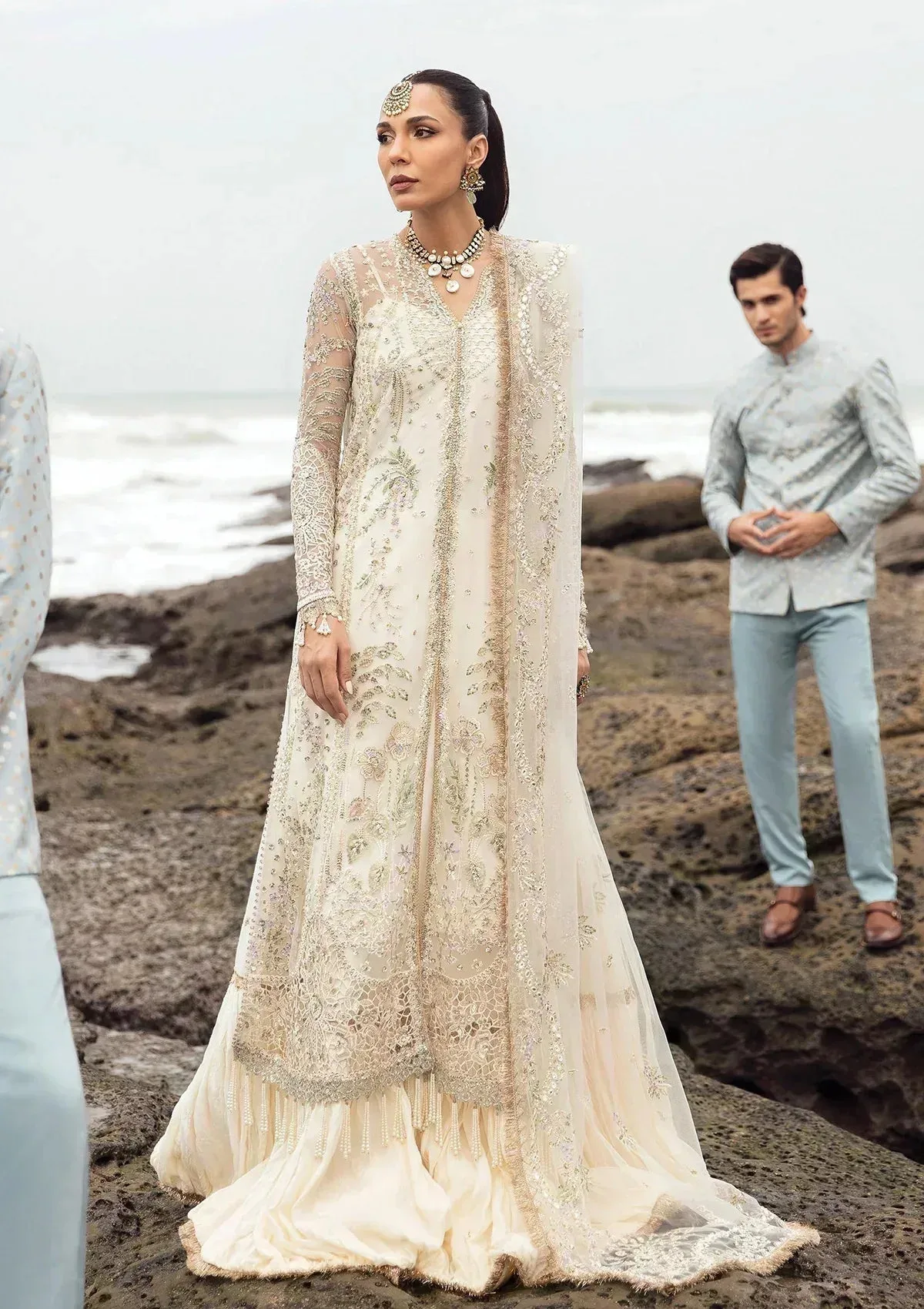 Afrozeh Dastangoi Wedding Formal'24 Off White Raw Silk – view 1 – Poshaq