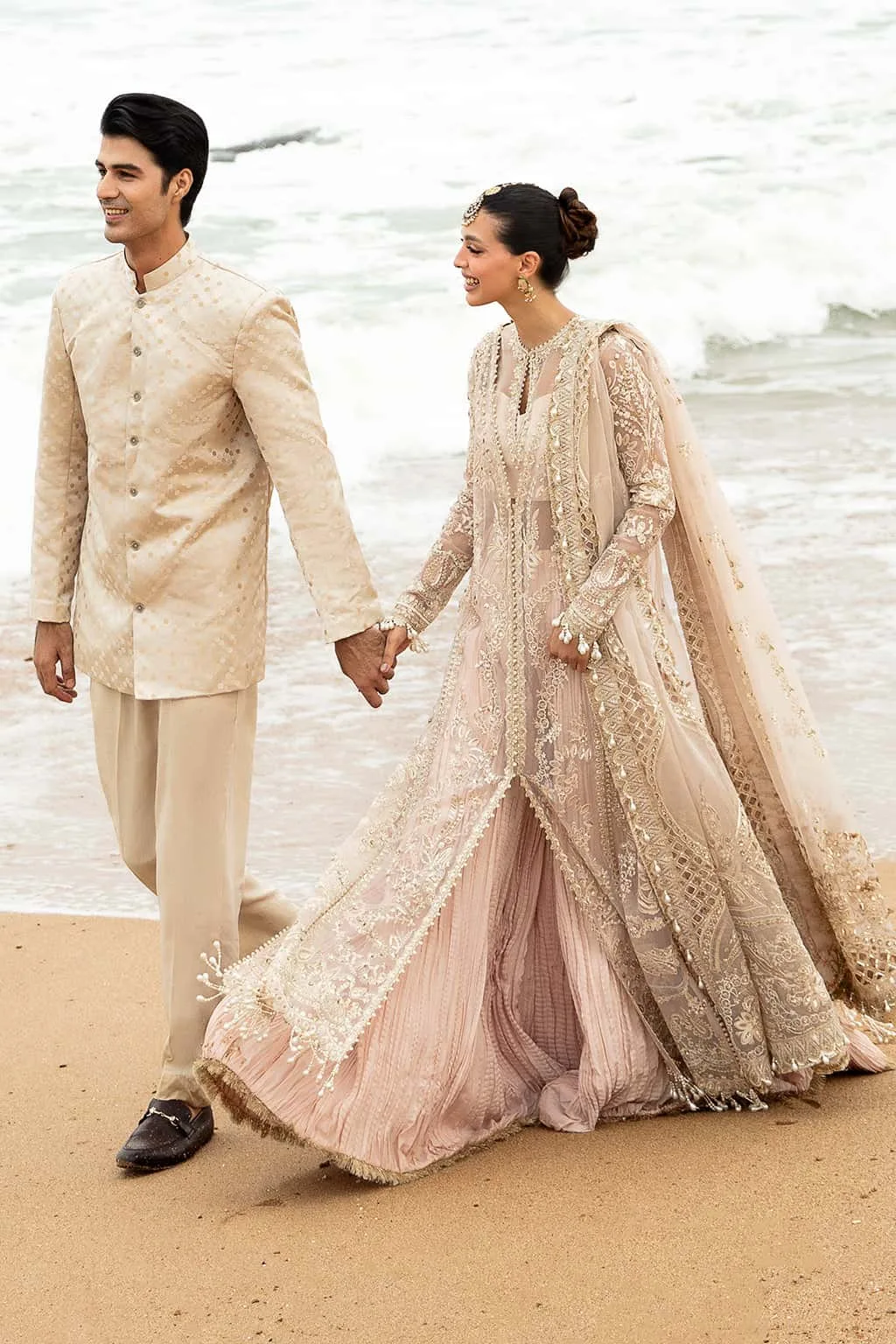 Afrozeh Dastangoi Wedding Formal'24 Tea Pink Raw Silk – view 5 – Poshaq