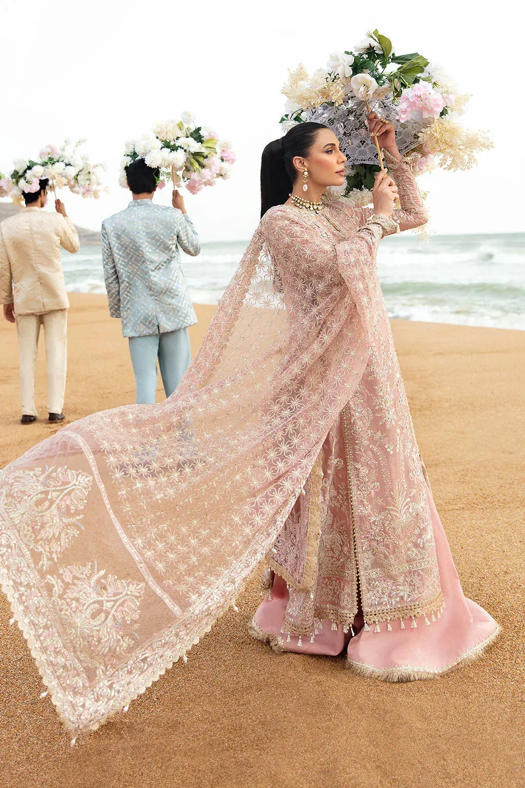 Afrozeh Dastangoi Wedding Formal'24 Tea Pink Raw Silk – view 4 – Poshaq