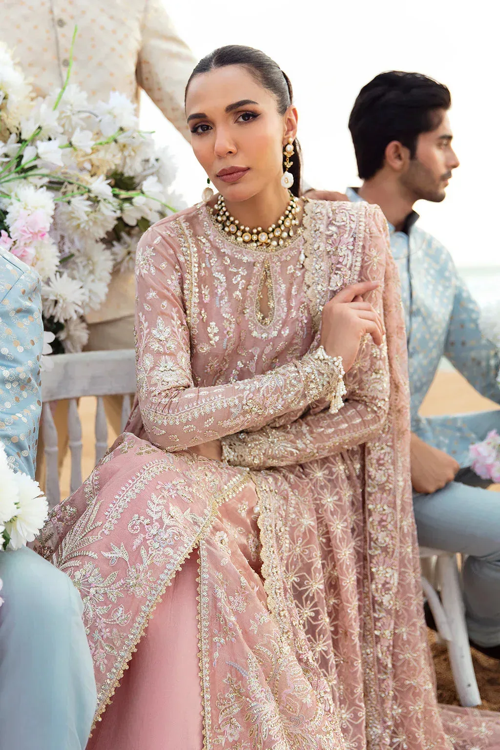 Afrozeh Dastangoi Wedding Formal'24 Tea Pink Raw Silk – view 7 – Poshaq
