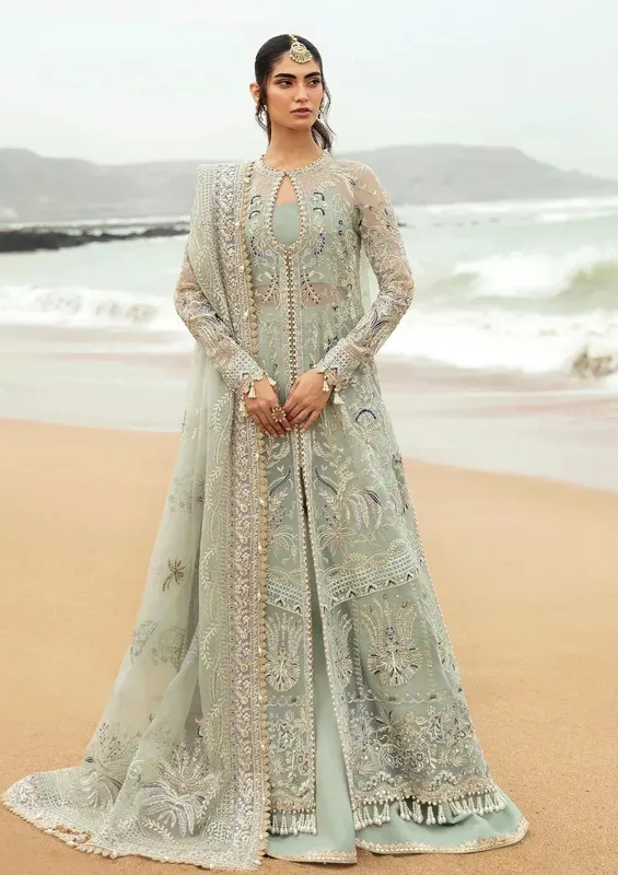 Afrozeh Dastangoi Wedding Formal'24 Green Raw Silk – view 1 – Poshaq