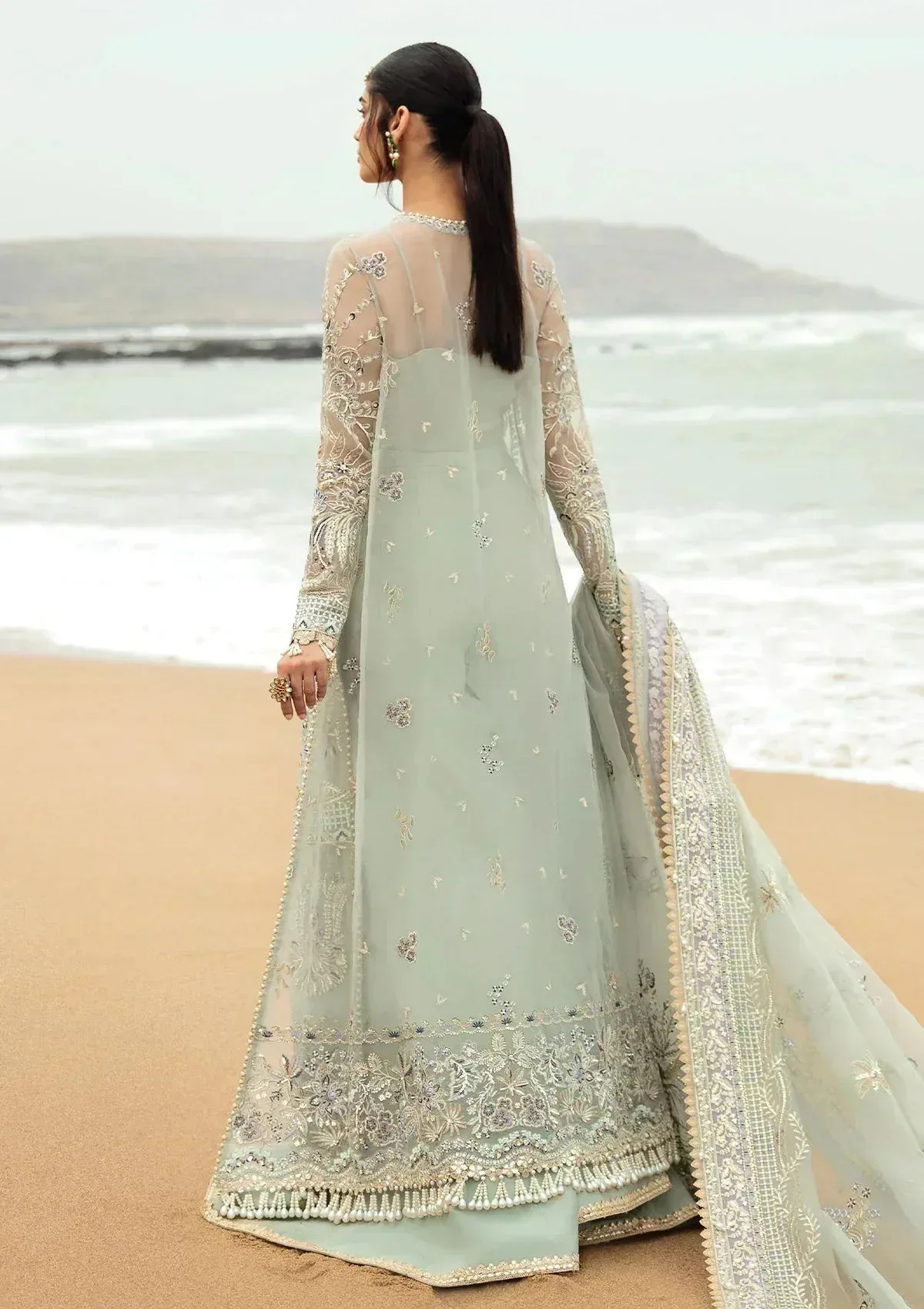 Afrozeh Dastangoi Wedding Formal'24 Green Raw Silk – view 2 – Poshaq