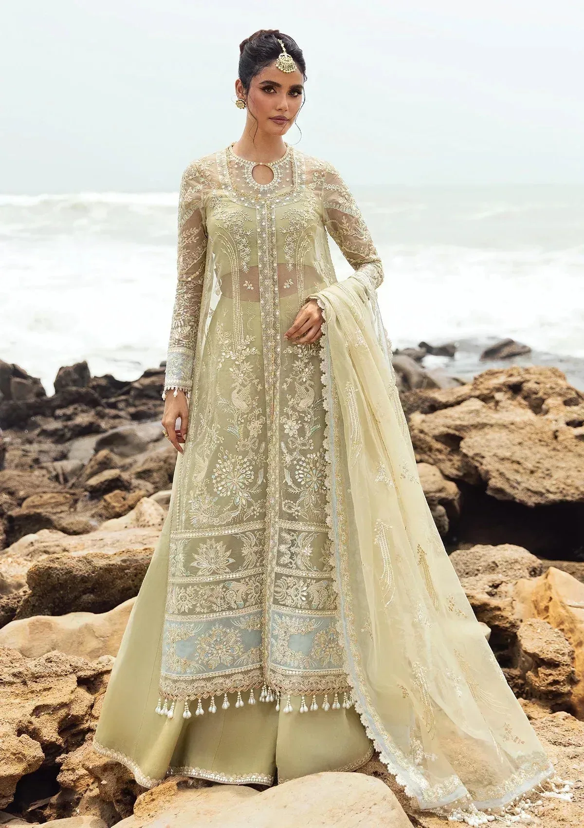 Afrozeh Dastangoi Wedding Formal'24 Yellow Raw Silk – view 1 – Poshaq