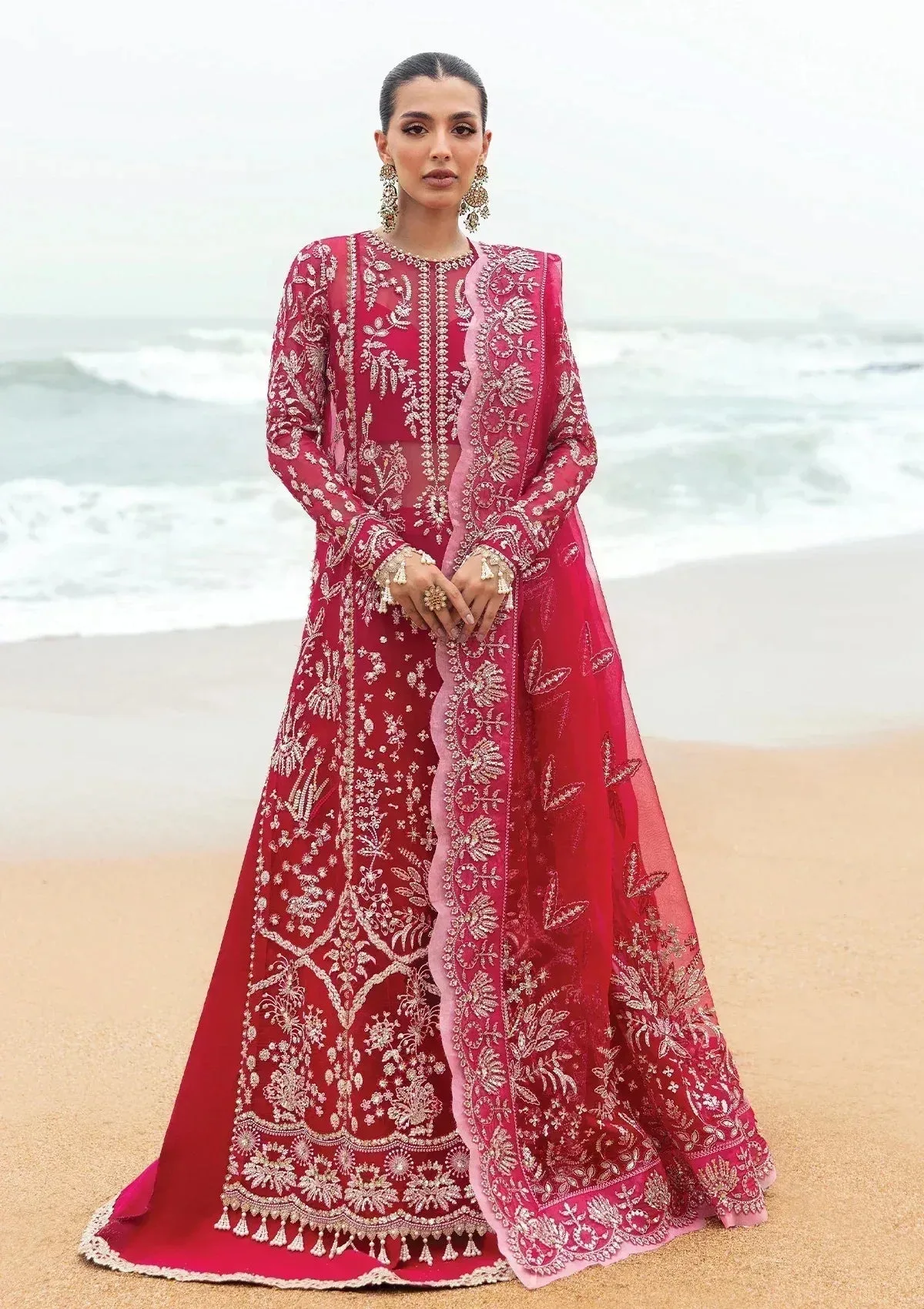 Afrozeh Dastangoi Wedding Formal'24 Red Raw Silk – view 1 – Poshaq