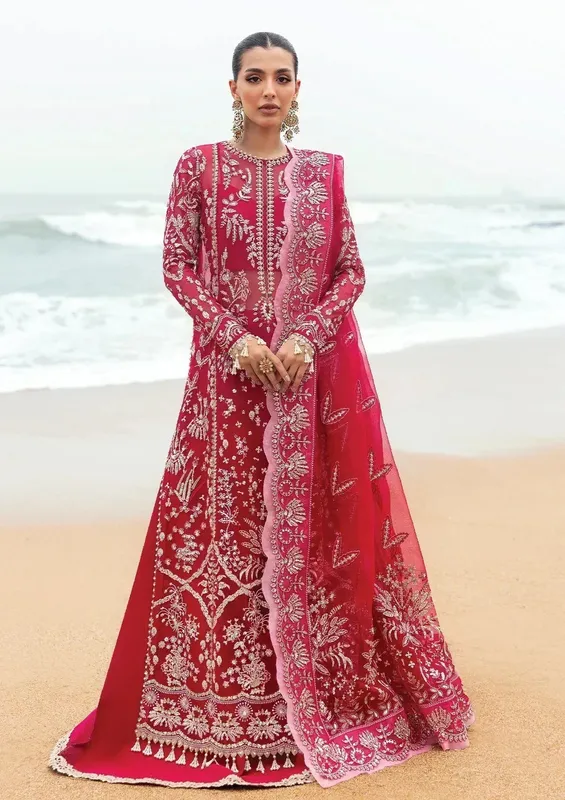Afrozeh Dastangoi Wedding Formal'24 Red Raw Silk – view 1 – Poshaq