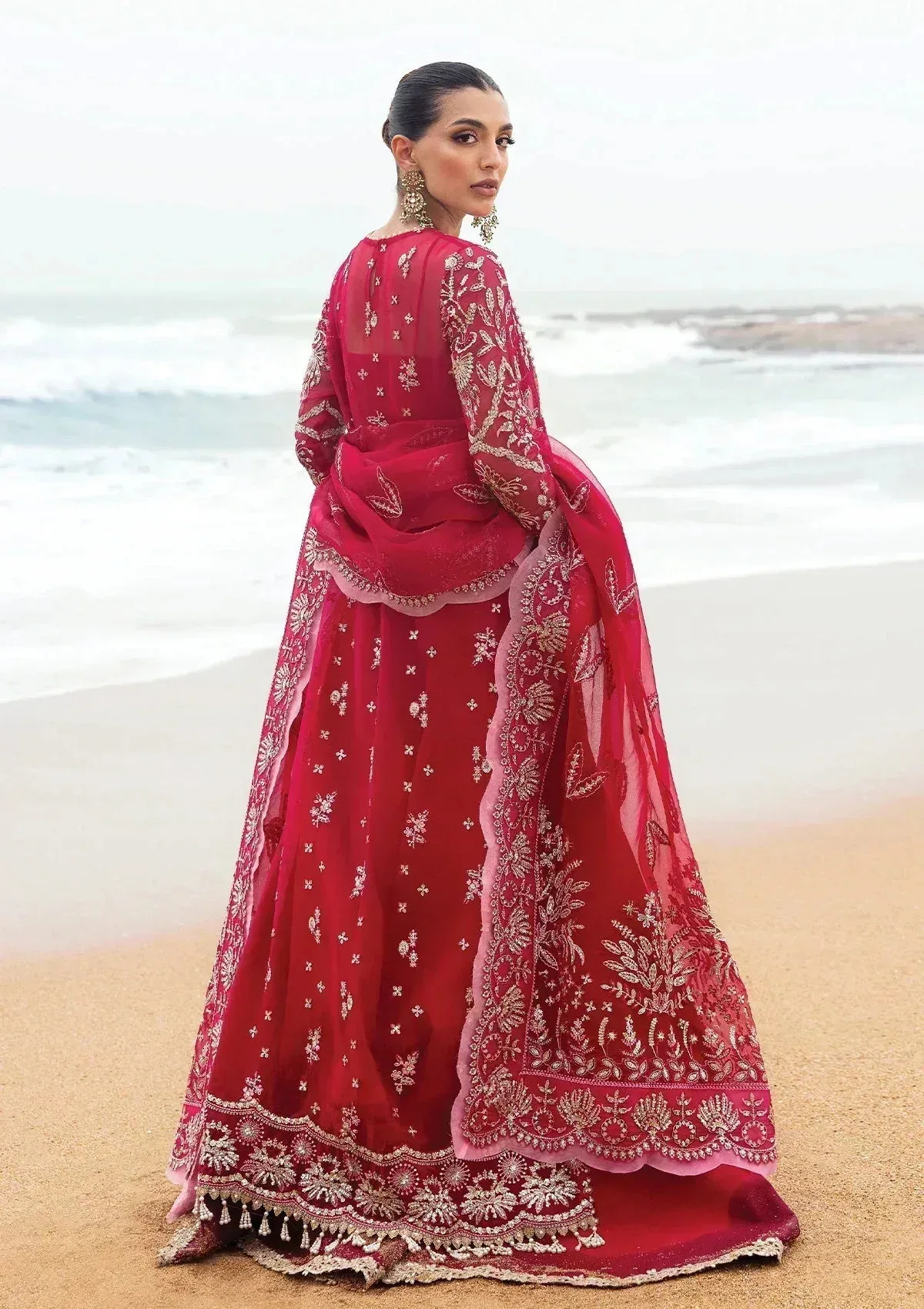Afrozeh Dastangoi Wedding Formal'24 Red Raw Silk – view 2 – Poshaq