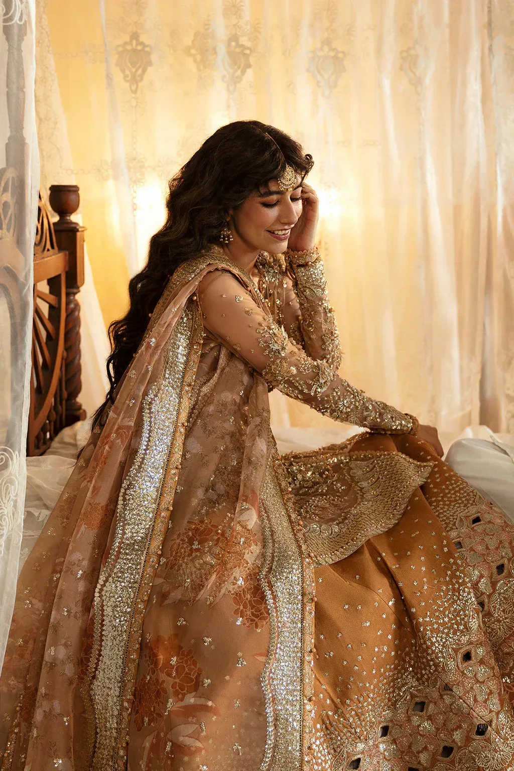 Afrozeh Hayat Wedding Formals 24 Golden Raw Silk – view 6 – Poshaq