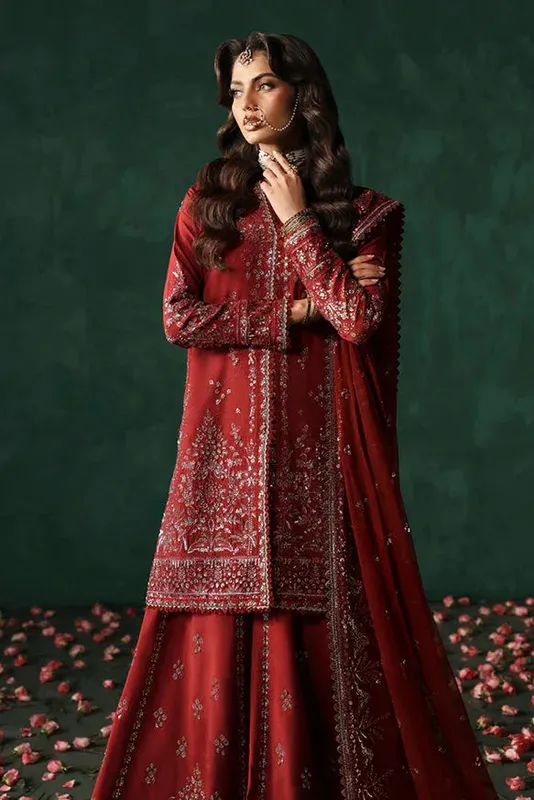 Afrozeh Divani Silk Edit 25 Rust Raw Silk – view 1 – Poshaq