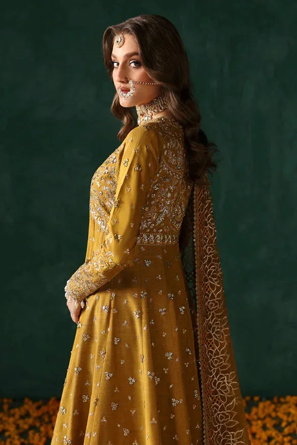 Afrozeh Divani Silk Edit 25 Gold Raw Silk – view 3 – Poshaq