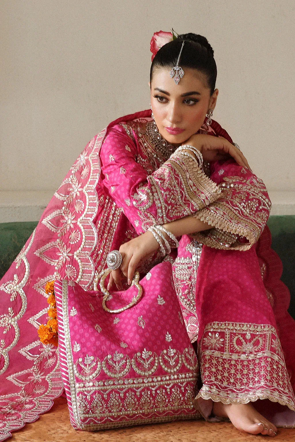 Afrozeh Shehnai Wedding Formals 24 Pink Raw Silk – view 5 – Poshaq