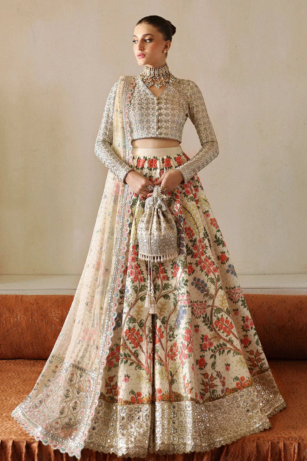 Afrozeh Shehnai Wedding Formals 24 White Raw Silk – view 1 – Poshaq
