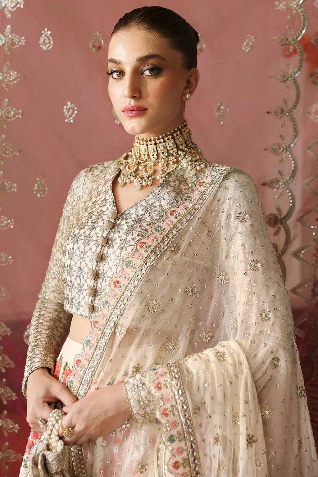 Afrozeh Shehnai Wedding Formals 24 White Raw Silk – view 3 – Poshaq