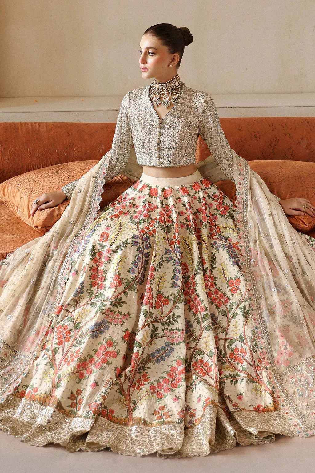 Afrozeh Shehnai Wedding Formals 24 White Raw Silk – view 4 – Poshaq