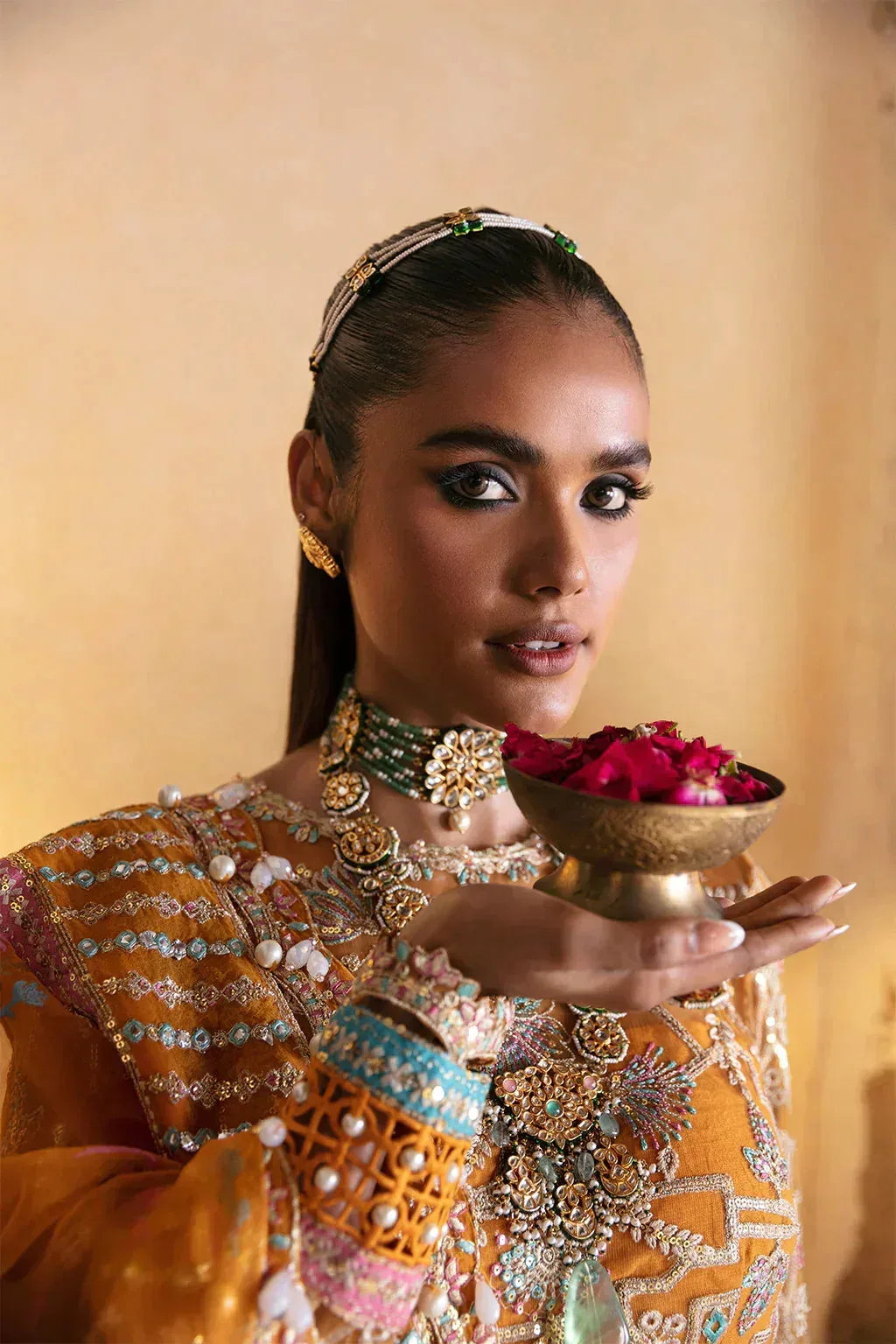 Afrozeh Hayat Wedding Formals 23 Mustard Raw Silk – view 6 – Poshaq