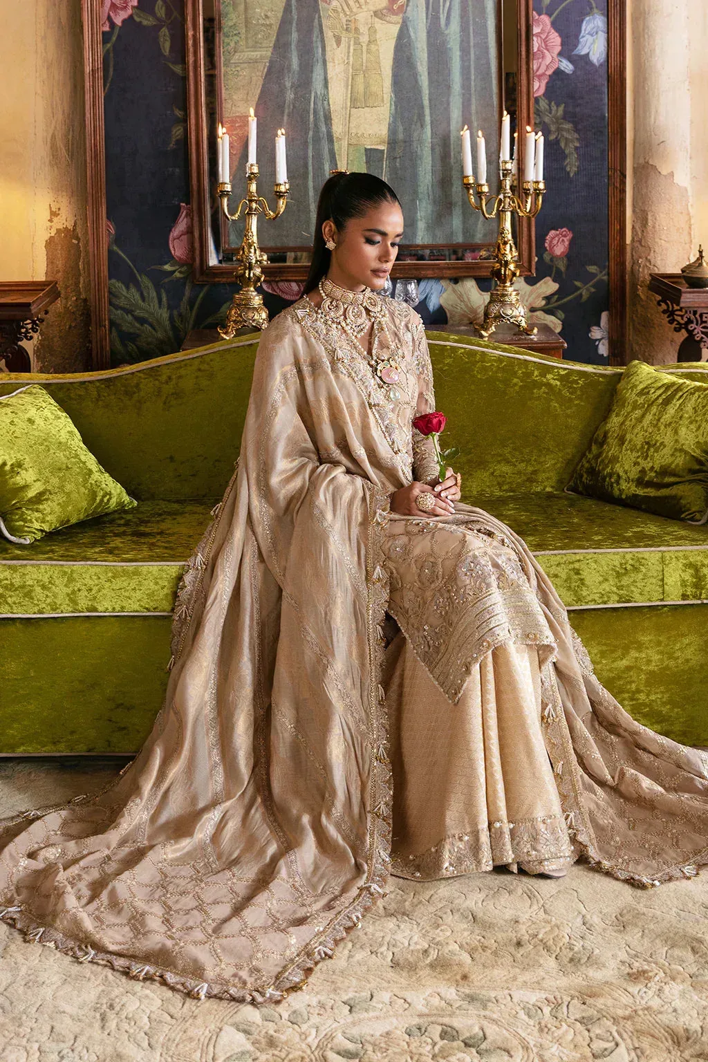 Afrozeh Hayat Wedding Formals 23 Beige Organza – view 5 – Poshaq
