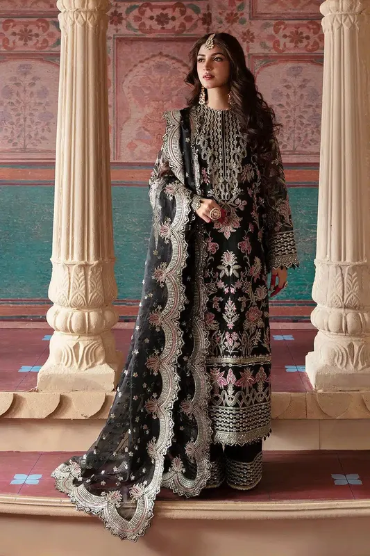 Afrozeh Shehnai Wedding Formals 23 Black Organza – view 1 – Poshaq