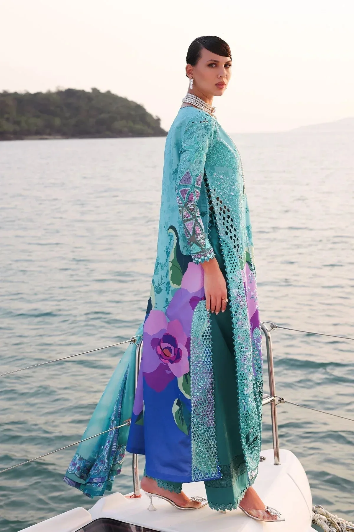 Afrozeh Lawn 25 Blue Cotton – view 2 – Poshaq