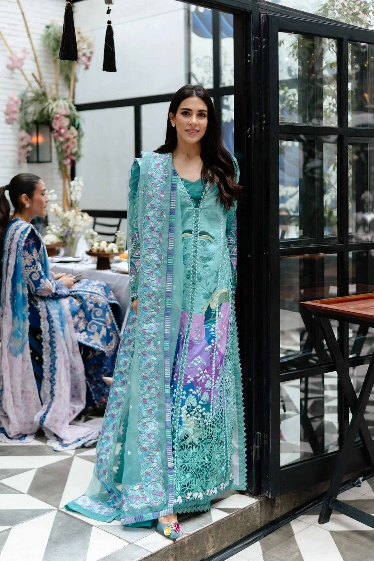 Afrozeh Lawn 25 Blue Cotton – view 6 – Poshaq