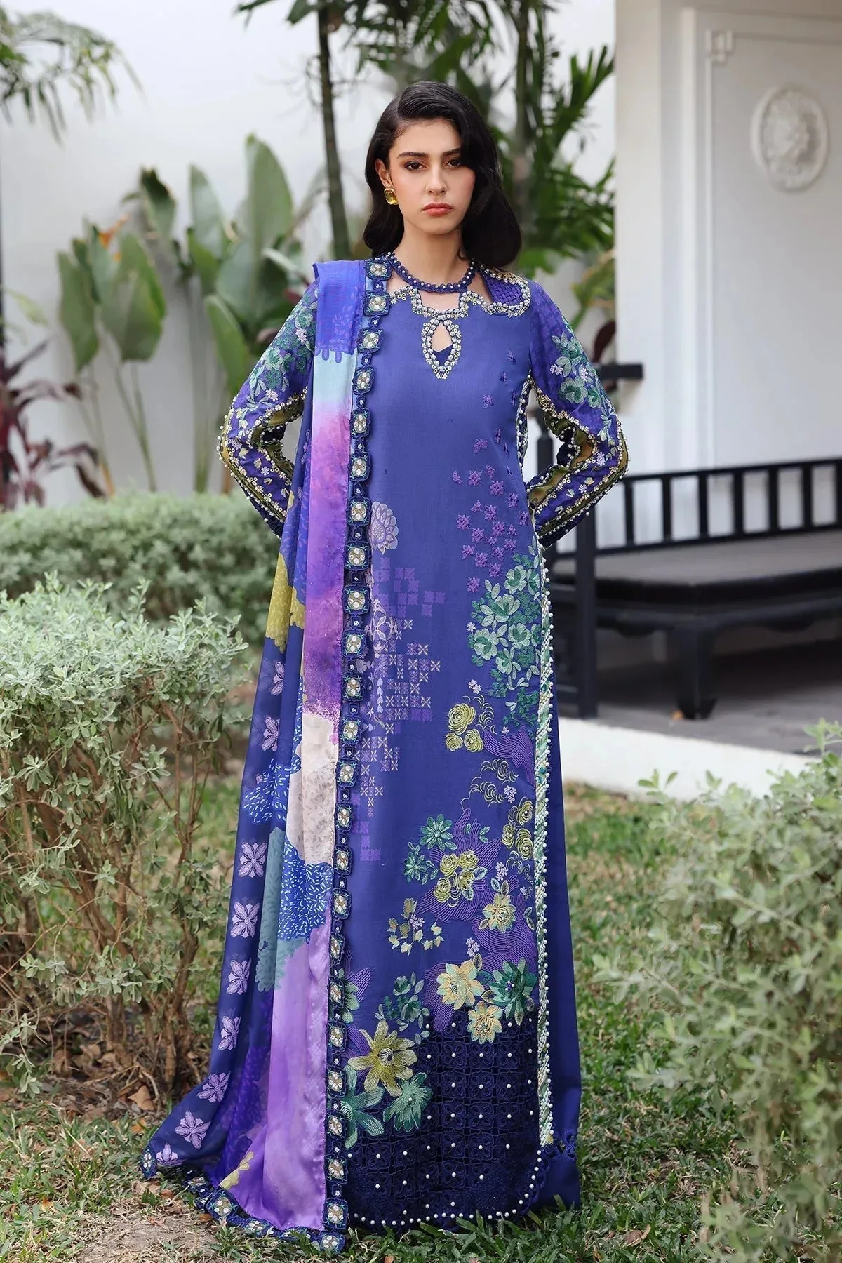 Afrozeh Lawn 25 Silver Lawn – view 1 – Poshaq