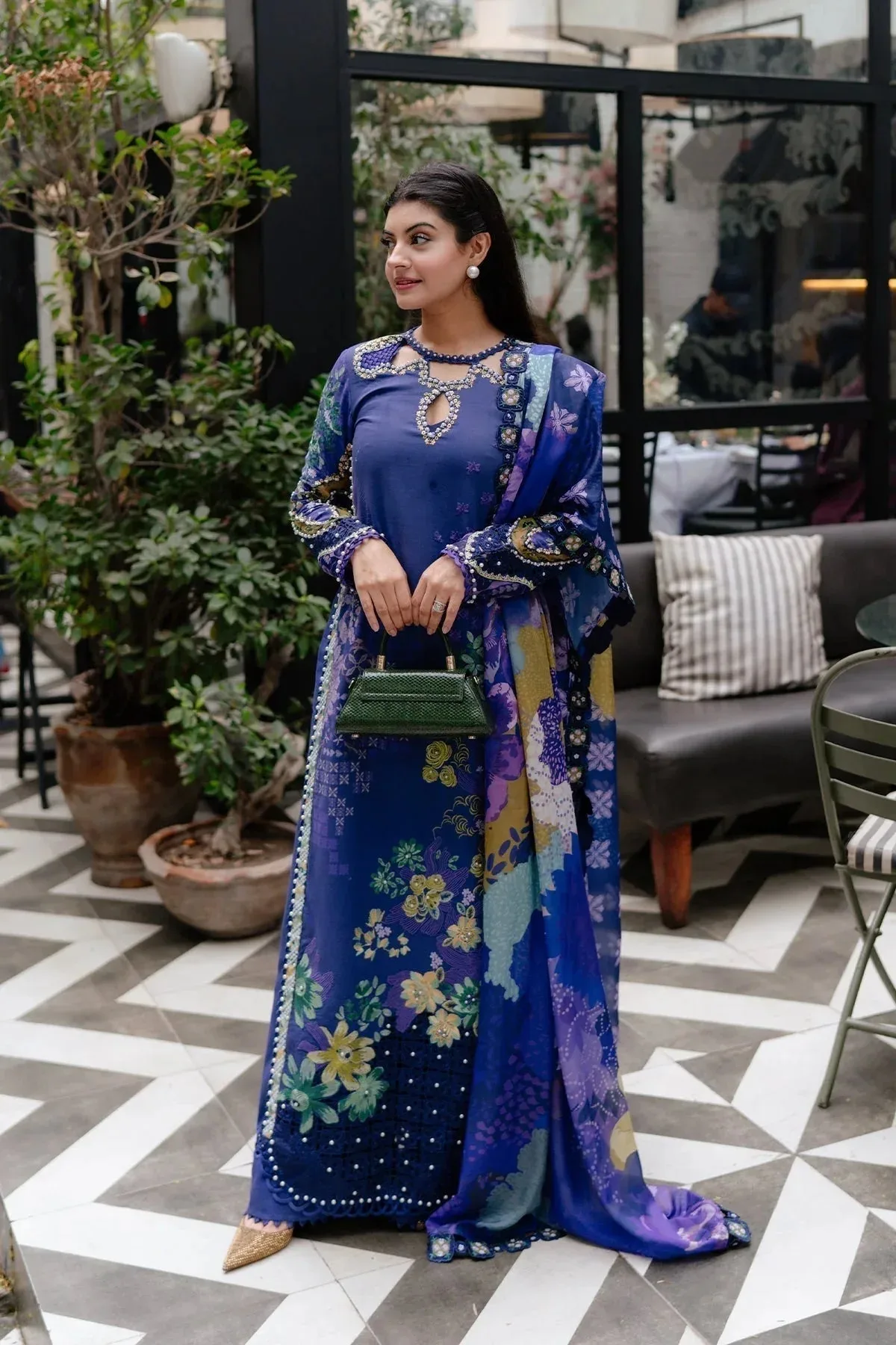 Afrozeh Lawn 25 Silver Lawn – view 5 – Poshaq