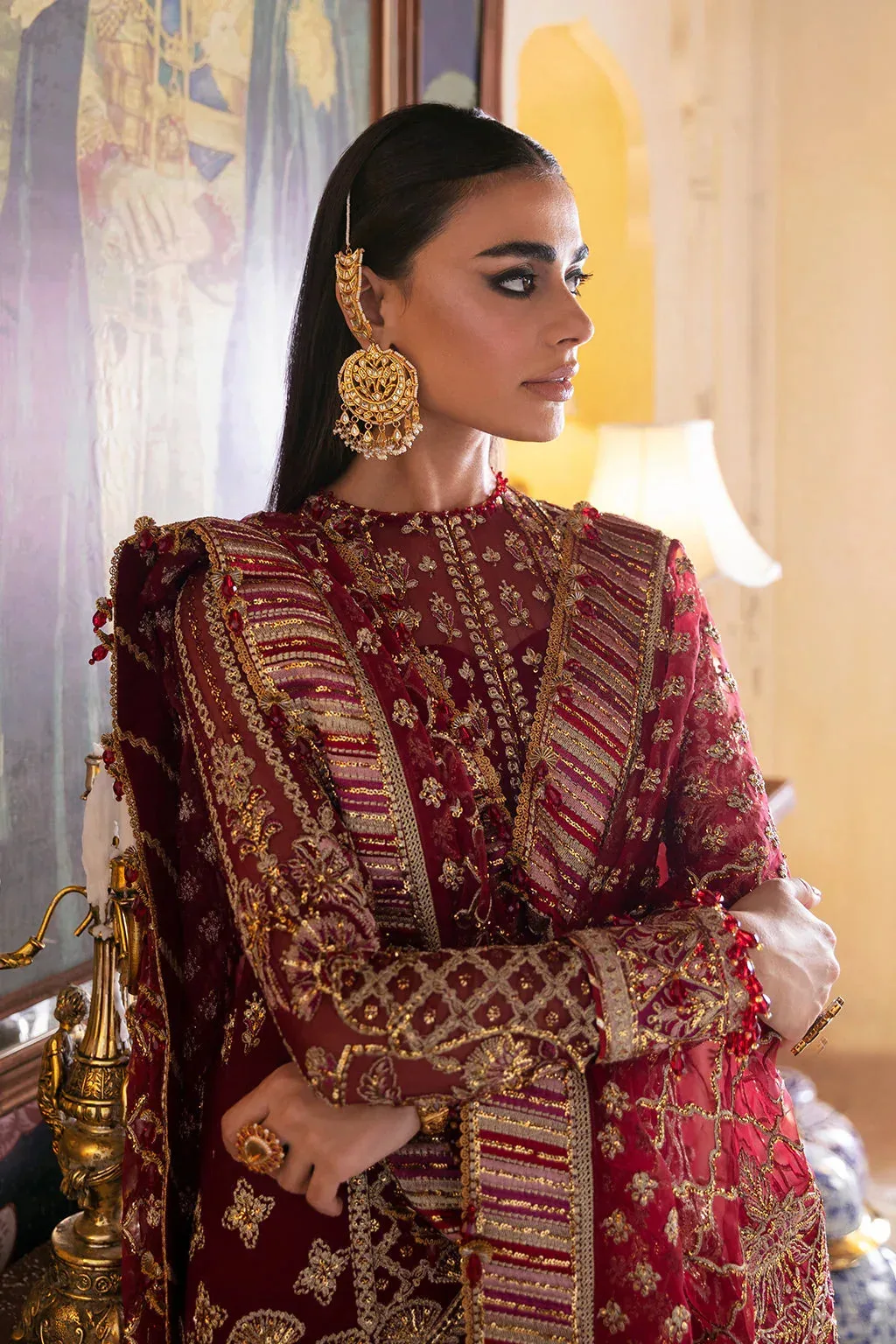 silk and organza bridal ensemble with embroidered front panels – view 2 – Poshaq