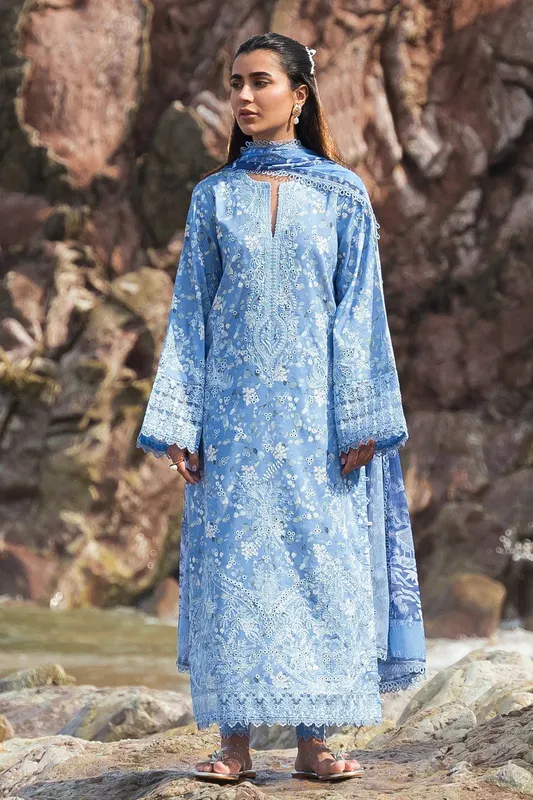 Afrozeh Summer Together Blue Organza – view 1 – Poshaq
